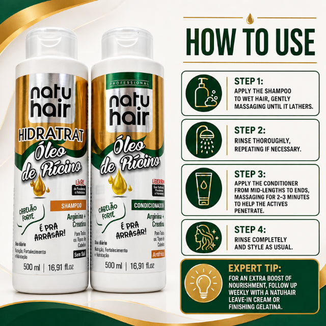 Kit de Champú y Acondicionador NatuHair Vita Plus Aceite de Ricino – 500 ml