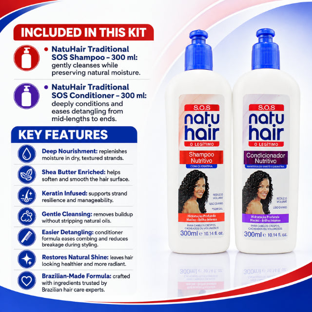 NatuHair Traditional SOS Nourishing Shampoo + Conditioner Kit – 300 ml