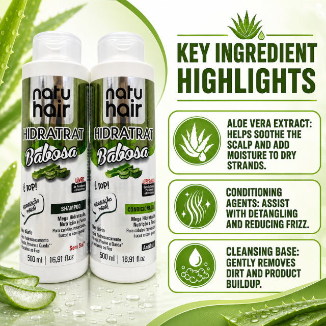 Kit de Champú y Acondicionador NatuHair Vita Mais Aloe Vera – 500 ml