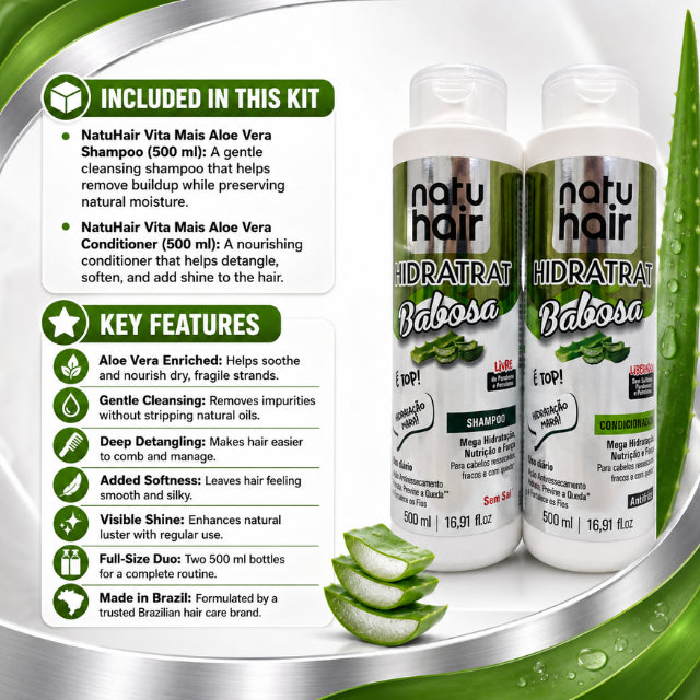 Kit de Champú y Acondicionador NatuHair Vita Mais Aloe Vera – 500 ml