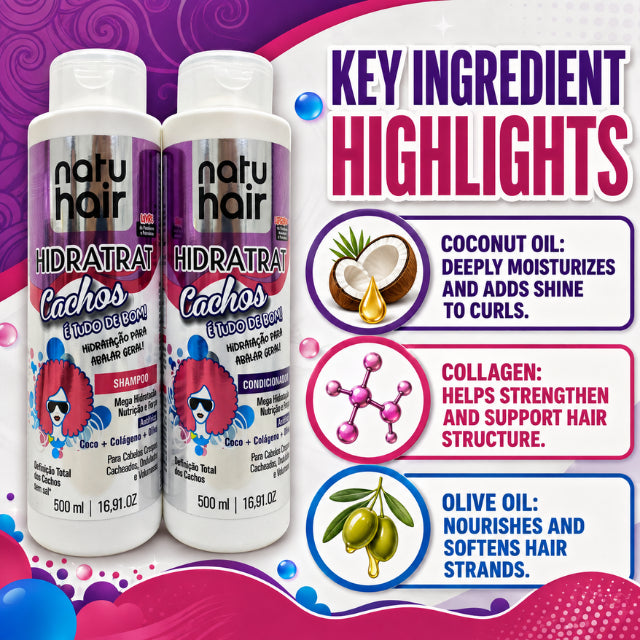 Kit de Champú y Acondicionador NatuHair Vita Mais Rizos – 500 ml