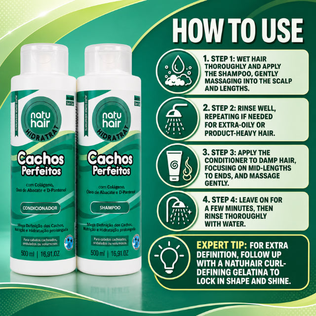 Kit de Champú y Acondicionador NatuHair Vita Mais Rizos Perfectos – 500 ml