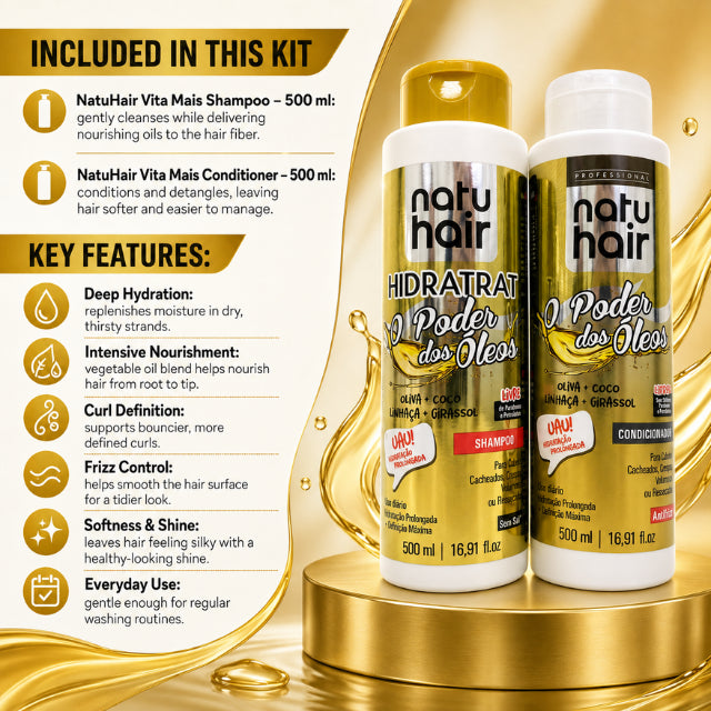 NatuHair Vita Mais Power of Oils Shampoo + Conditioner Kit – 500 ml