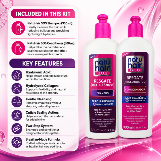 Kit de Champú y Acondicionador NatuHair SOS Hyaluronic Rescue – 300 ml + 300 ml