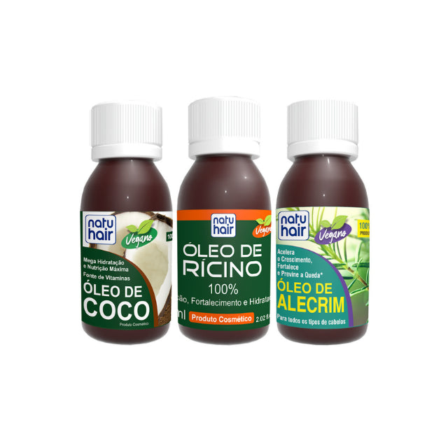 Kit de Terapia Capilar NatuHair Aceite de Coco, Ricino y Romero – 60 ml