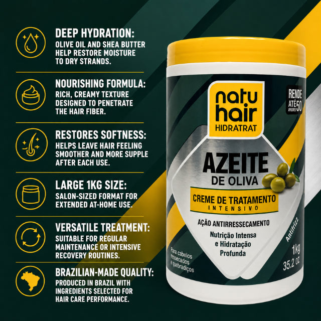 NatuHair Crème de Traitement Intensif à l'Huile d'Olive – 1 kg