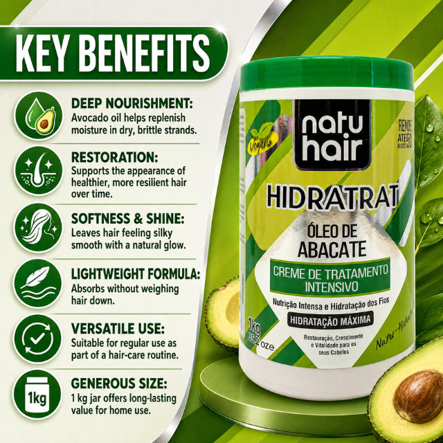 NatuHair Crème de Traitement Intensif à l'Huile d'Avocat – 1 kg