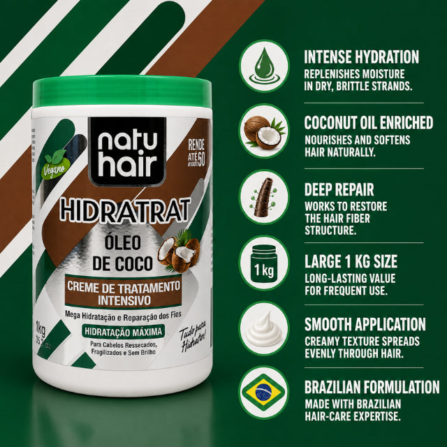 NatuHair Crème de Traitement Intensif à l'Huile de Noix de Coco – 1 kg