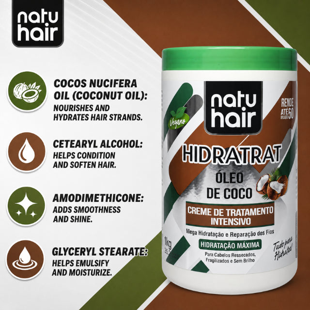 NatuHair Crème de Traitement Intensif à l'Huile de Noix de Coco – 1 kg
