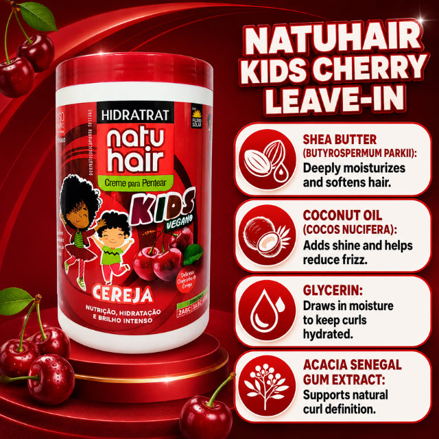 NatuHair Crème Démêlante Leave-In Démêlante Cerise pour Enfants – 1 kg