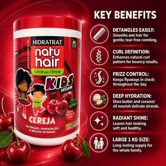 NatuHair Crème Démêlante Leave-In Démêlante Cerise pour Enfants – 1 kg