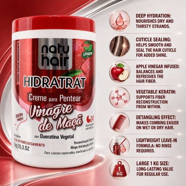קרם לסירוק עם חומץ תפוחים NatuHair – 1 ק"ג
