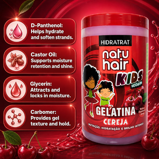 NatuHair Kids Cherry Styling Gel (Choose Size: 1 kg or 550 g)
