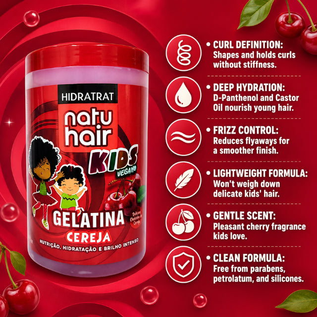 NatuHair Kids Cherry Styling Gel (Choose Size: 1 kg or 550 g)