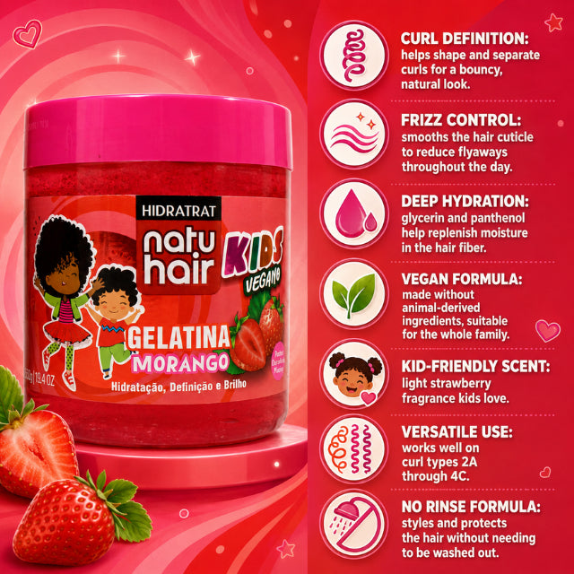 NatuHair Kids Vegan Strawberry Gel – 500 g