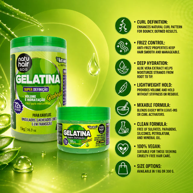 NatuHair SOS Aloe Vera Gelatin (Choose Size: 1 kg or 300 g)