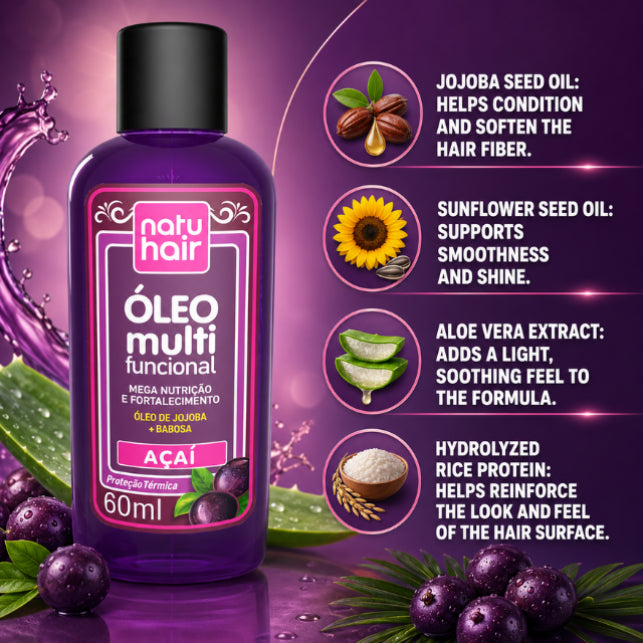 שמן מולטי-פונקציונלי אסאי NatuHair – 60 ml
