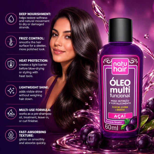 שמן מולטי-פונקציונלי אסאי NatuHair – 60 ml