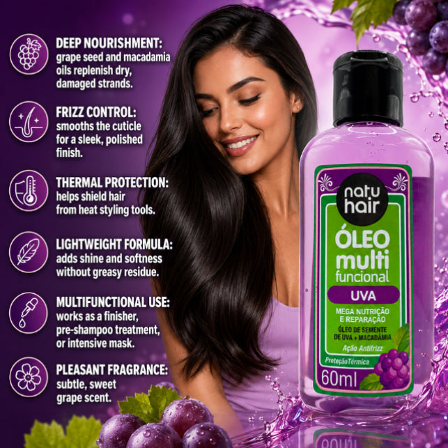 NatuHair Óleo Multifuncional de Uva – 60 ml