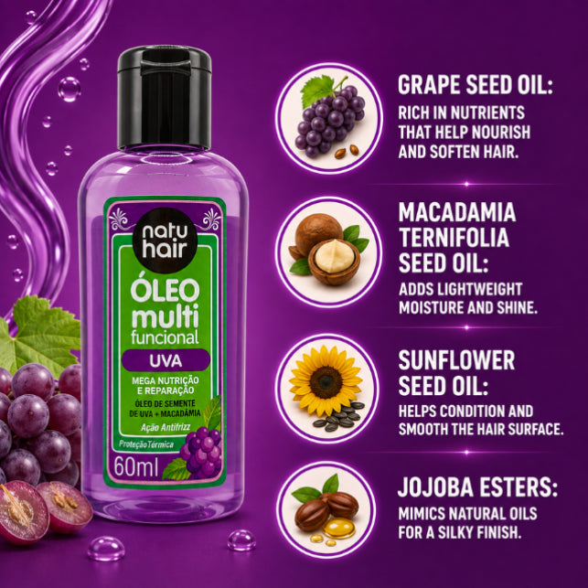 NatuHair Óleo Multifuncional de Uva – 60 ml