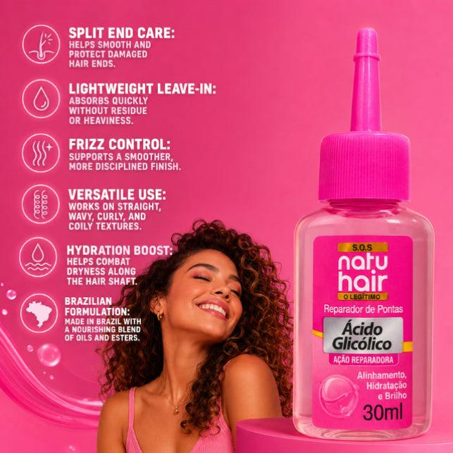 مصل إصلاح الأطراف المتقصفة بحمض الجليكوليك من NatuHair – 30 مل