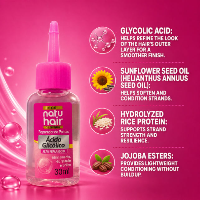 مصل إصلاح الأطراف المتقصفة بحمض الجليكوليك من NatuHair – 30 مل