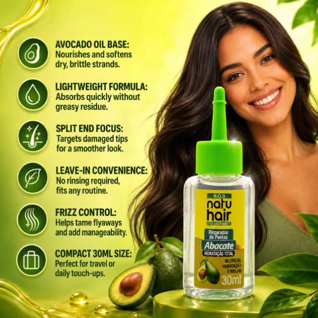 NatuHair Riparatore di Doppie Punte SOS all'Olio di Avocado – 30 ml