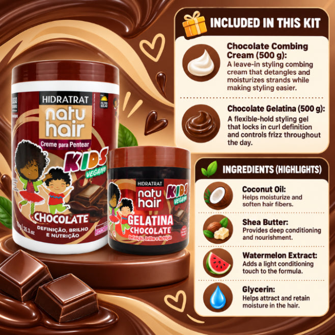 Kit Crema Desenredante de Chocolate + Gelatina de Chocolate NatuHair – 500 g