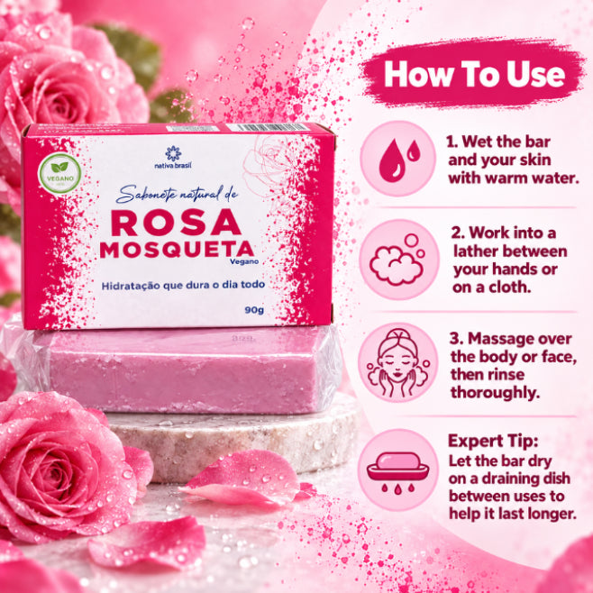 Sapone naturale Nativa Brasil alla rosa canina – 3.17 oz (90 g)