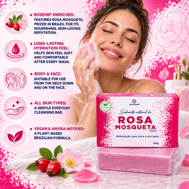 Sapone naturale Nativa Brasil alla rosa canina – 3.17 oz (90 g)