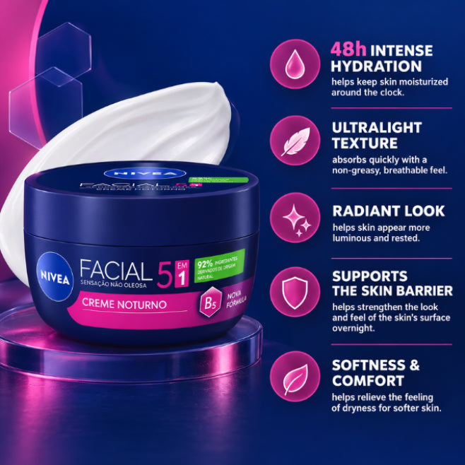 Crème de Nuit Visage Ultralégère 7-en-1 Nivea – 3,5 oz (100 g)