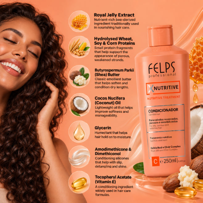 Felps Professional XNutritive Diepe Voedings Conditioner – Royal Jelly Voeding, Zachtheid & Glans – (Kies Maat: 8.45 fl oz / 250 ml of 33.8 fl oz / 1 L)