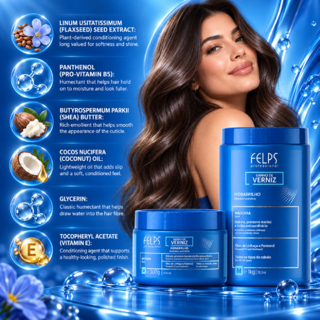 Felps Professional Banho de Verniz Hidrabrilho Behandelingsmasker – Diepe Hydratatie, Zachtheid & Uitzonderlijke Glans – (Kies Maat: 10.6 oz / 300 g of 35.3 oz / 1 kg)