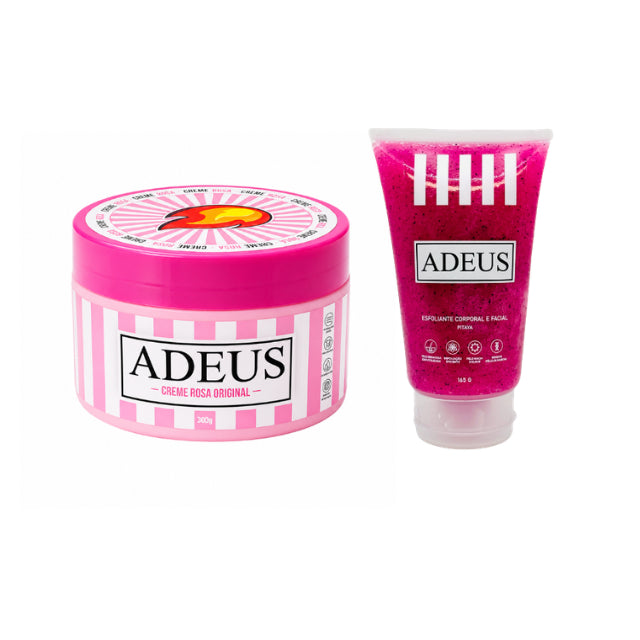 Adeus Cream Skin Renewal & Firming Duo Kit – Pitaya Exfoliator & Cellulite Cream (Kit with Adeus Pitaya Exfoliator 5.82 oz / 165g & Adeus Cellulite Cream 10.58 oz / 300g)