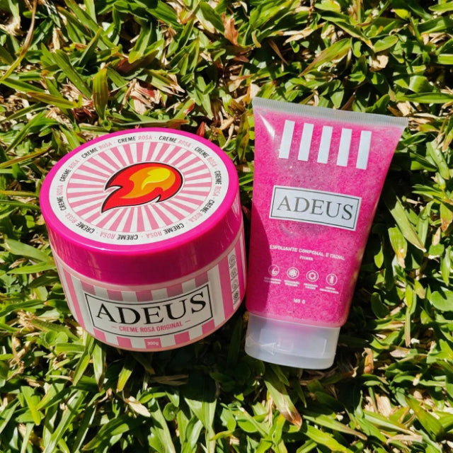 Adeus Cream Skin Renewal & Firming Duo Kit – Pitaya Exfoliator & Cellulite Cream (Kit with Adeus Pitaya Exfoliator 5.82 oz / 165g & Adeus Cellulite Cream 10.58 oz / 300g)