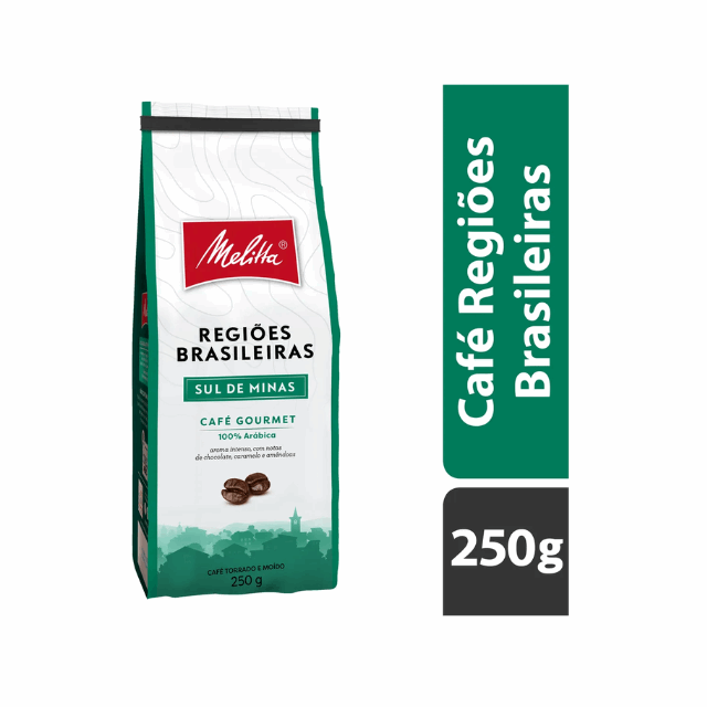 4-Pack Melitta Brazilian Regions Roasted and Ground Coffee - Sul de Minas - 4 x 250g (8.8 oz) - Notes of chocolate, caramel, and nuts