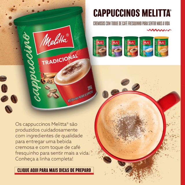 8 Packs Melitta Instant Cappuccino Chocolate Hazelnut - 8 x 200g (7.05oz) Can