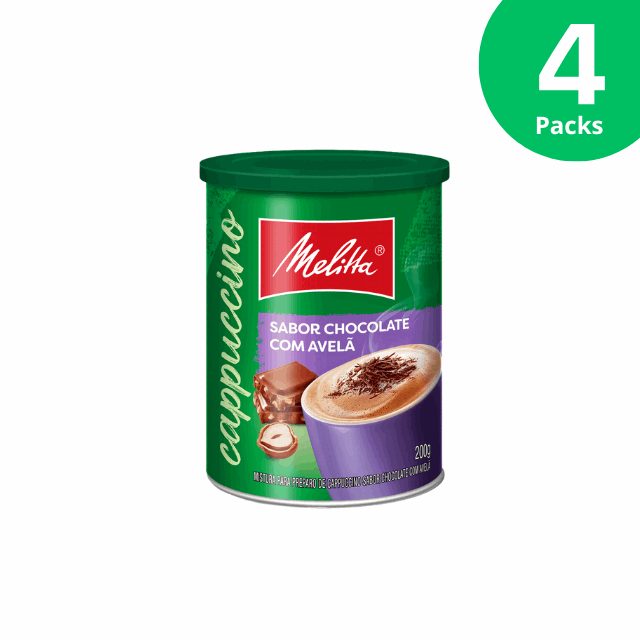 4-Pack Melitta Instant Cappuccino Chocolate Hazelnut - 4 x 200g (7.05oz) Can