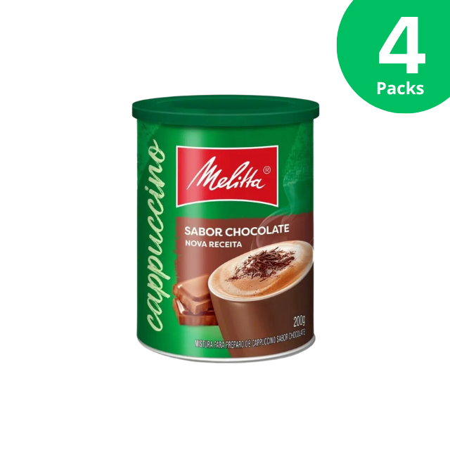 4 Packungen Melitta Instant-Schokoladen-Cappuccino – 4 x 200 g (7,05 oz) Dose