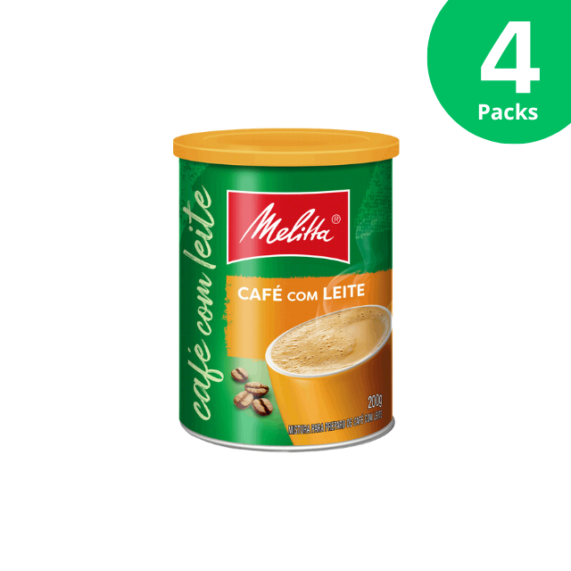 4 confezioni di caffè istantaneo Melitta con latte - 4 lattine da 200 g (7,05 once)