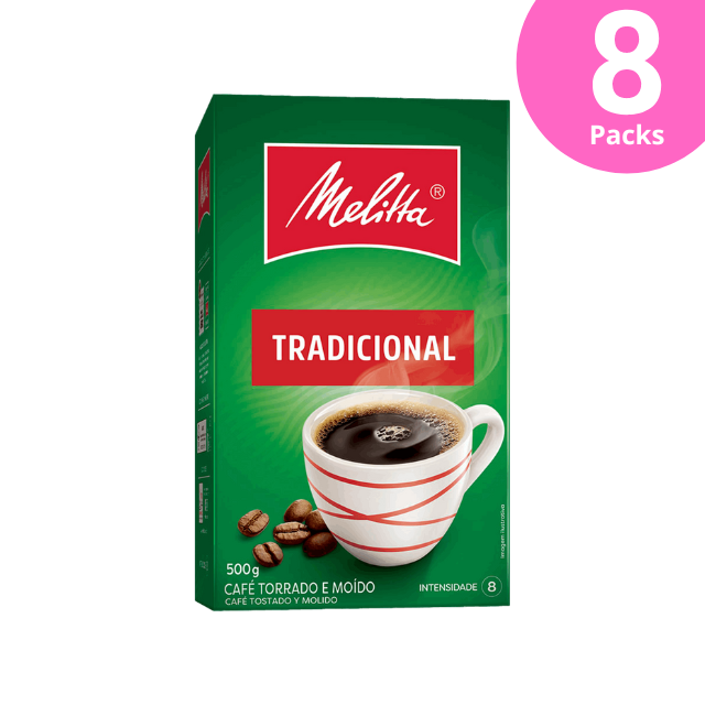 8 Packs Melitta Traditional Ground Coffee - 8 x 500g / 17.6 oz