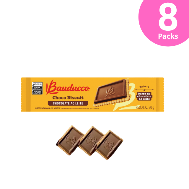 8 Packs Milk Chocolate Biscuit - Bauducco Choco Biscuit Pack - 8 x 80g (2.82 oz)