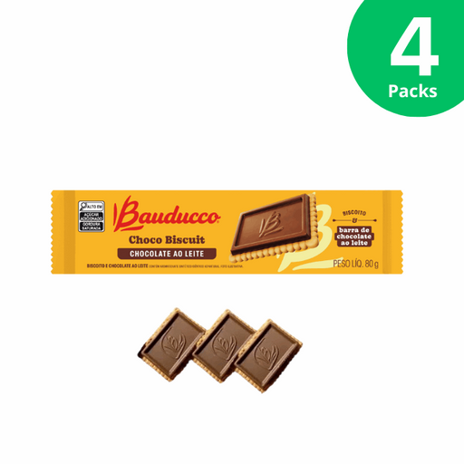 4-Pack Milk Chocolate Biscuit - Bauducco Choco Biscuit Pack - 4x 80g (2.82 oz)