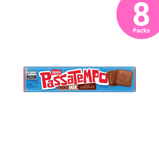 8 paquetes de galletas rellenas de chocolate Nestlé Passatempo ChocoMix - 8 x 130 g (4,59 oz)