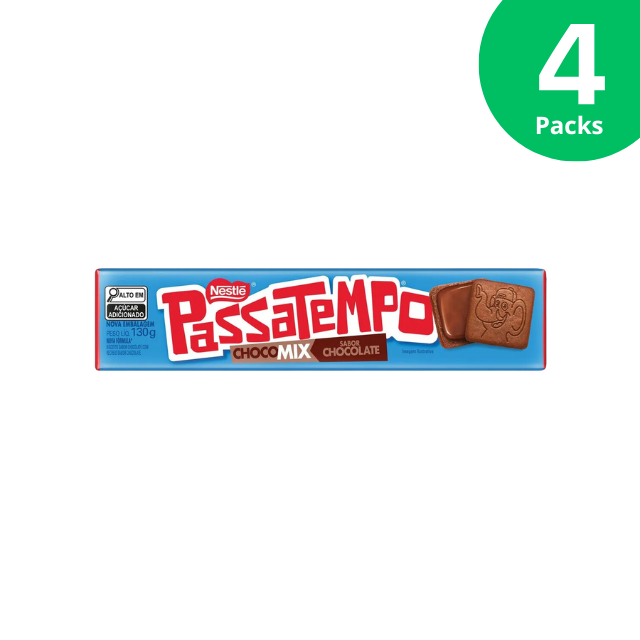 4 Packungen Nestlé Passatempo ChocoMix Kekse mit Schokoladenfüllung – 4 x 130 g (4,59 oz)
