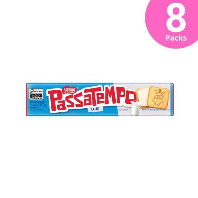 8 Packs Nestlé Passatempo Milk-Filled Biscuit - 8 x 130g (4.59 oz)