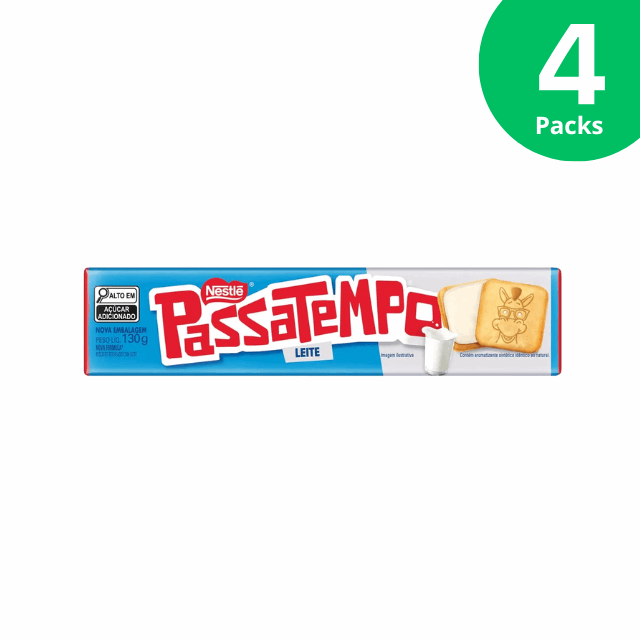 4-Pack Nestlé Passatempo Milk-Filled Biscuit - 4 x 130g (4.59 oz)