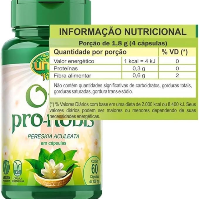 Ora Pro-Nóbis Kit - 2 Bottles (120 Capsules 450mg Each) of Pereskia Aculeata - Vegan-Friendly 