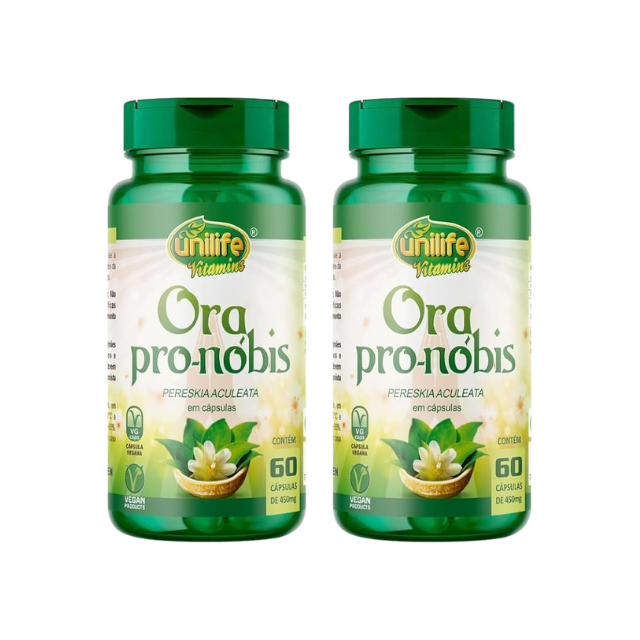 Ora Pro-Nóbis Kit - 2 Bottles (120 Capsules 450mg Each) of Pereskia Aculeata - Vegan-Friendly 