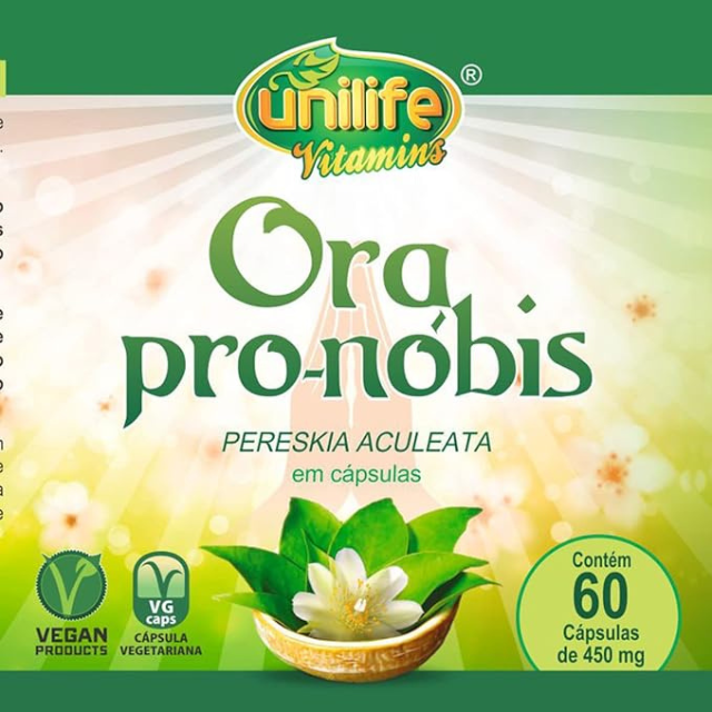 Ora Pro-Nóbis - 60 Capsules of Pereskia Aculeata - Vegan-Friendly - 450mg Each